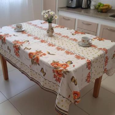 Imagem de Toalha De Mesa Quadrada 4 Lugares 145x145cm Poliéster e Algodão(Borboletas no Jardim)