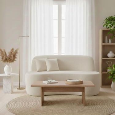 Imagem de Sofá Minimalista Orgânico 2 Lugares Sala Bouclé