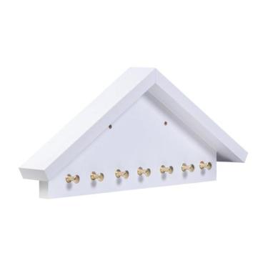 Imagem de Porta Chaves De Parede Casinha Em MDF Com Ganchos - Generica, BRANCO