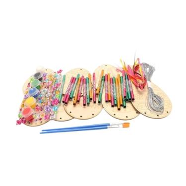 Imagem de Fancyes Kit de sinos de vento de Páscoa: faça você mesmo seus sinos de vento, artesanato em madeira para colorir (faça você mesmo) para crianças, Style D