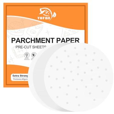 Imagem de Papel manteiga Air Fryer, conjunto de 120, forro de fritadeira a ar de 30,5 cm, forros de bambu/papel pergaminho perfurado para fritadeira a ar, cesta de cozimento a vapor e mais