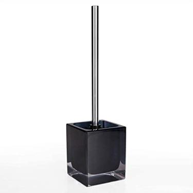 Imagem de Escova de vaso sanitário de resina com suporte para banheiro, vaso sanitário, conjunto de escovas de vaso sanitário, cabo de aço inoxidável, branco/preto, utensílios sanitários (tamanho: B) (branco B)