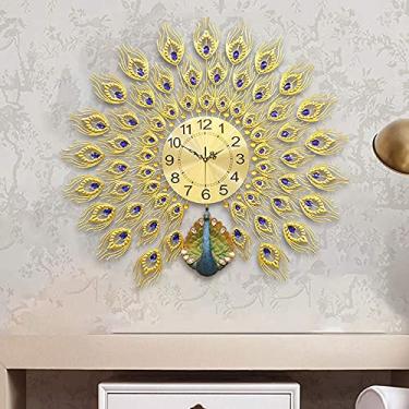 Imagem de U5GAAALPPQ9 Relógio de parede de pavão criativo design de metal arte de parede relógio de quartzo sala de estar quarto restaurante relógios eletrônicos mudo, decoração de arte, relógio de parede, A-01