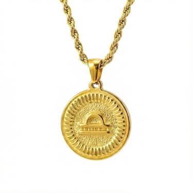 Imagem de Colar com pingente de constelação banhado a ouro 18K, corrente de corda ajustável, impermeável e antioxidante, colares do zodíaco masculino e feminino, embalagem de caixa de presente, presente de