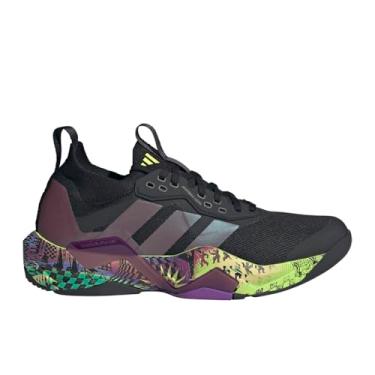 Imagem de adidas Tênis de treinamento masculino Jeremy Scott Pride Rapidmove Adv 2, Preto/Aurora Met./Amarelo Ácido, 43