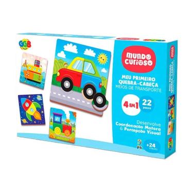 Imagem de Meu Primeiro Quebra-Cabeça - Meios de Transporte 4 em 1 - Mundo Curioso - 22 Peças 