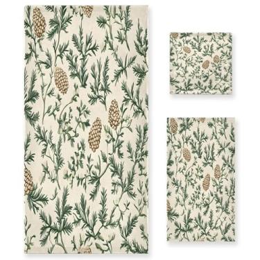 Imagem de xigua Conjunto de toalhas de banheiro de pinhas, toalha de banho macia absorvente de 3 peças, toalha de mão, toalhas decorativas para banheiro, academia, hotel, praia, piscina