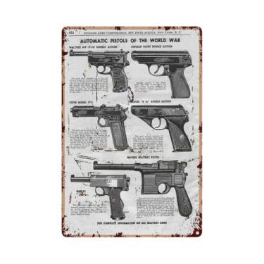 Imagem de Placa De Metal Vintage Com Tema De Pistola, Placa De Parede De Ferro, 