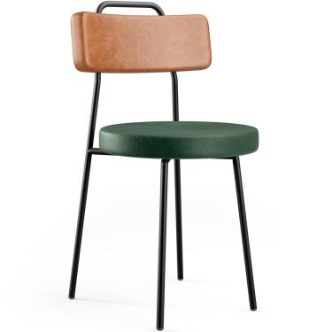 Imagem de Cadeira Decorativa Estofada Para Sala De Jantar Barcelona L02 Couríssimo Camel Facto Verde - Lyam