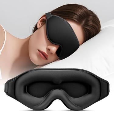 Imagem de Máscara de dormir para dormir de lado, aprofundamento 3D dos contornos da cavidade ocular com bloqueio de luz - Máscara de olho de tecido macio respirável confortável para homens e mulheres, alça