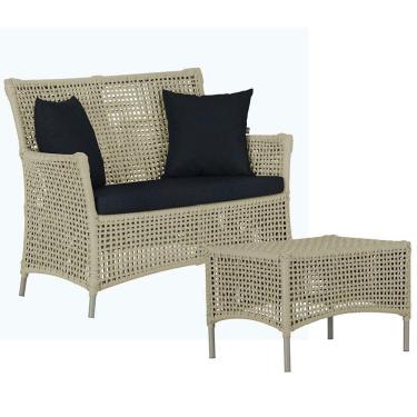 Imagem de 1 Sofá E Mesa Centro Igapó Alumínio Corda Náutica E12 Trama Rami