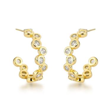 Imagem de Brincos De Luxo Com Cristais De Zircônia E Banho De Ouro 18k