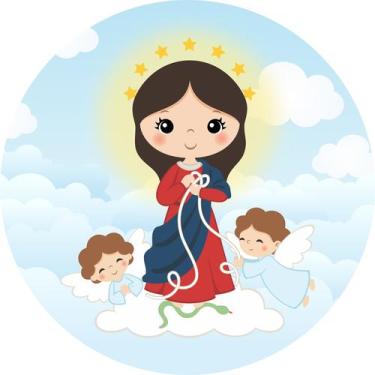 Imagem de Painel de Tecido Sublimado Redondo Religioso Nossa Senhora Desatadora 