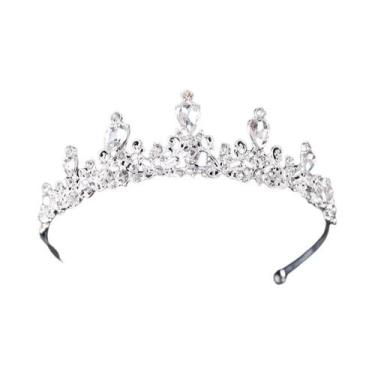 Imagem de Tiara De Noiva De Cristal Prateado Com Strass, Coroa De Princesa Para 
