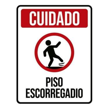 Imagem de Kit 5 Placa Acm Cuidado Piso Escorregadio 18X23 - Sinalizo