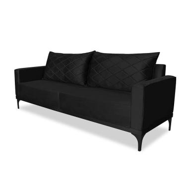 Imagem de Sofá Etios 3 Lugares 2,20 Veludo Preto - Lucadi Home
