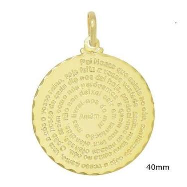 Imagem de Pingente Medalha Oração Pai Nosso Português - Brilhante Folheados