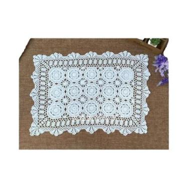 Imagem de Sousplat Oval De Crochê Estilo Shabby Chic 30x45cm Vintage Feito À Mão