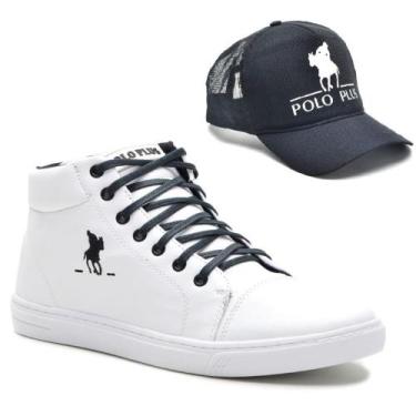 Imagem de Kit Tênis Casual Confortável Polo Plus Com Um Boné Aba Curva Fecho Aju
