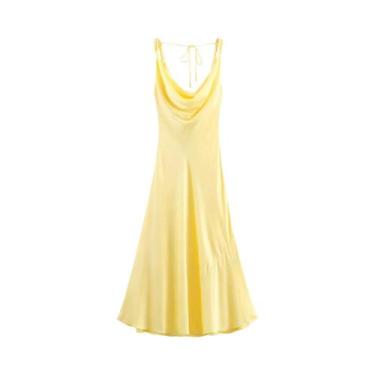 Imagem de Vestido Amarelo Manteiga Com Ombros Descobertos Para Mulheres, Elegant