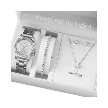 Imagem de Conjunto De Relógio De Pulso Feminino De Quartzo Com Strass Fashion 6P