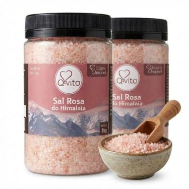 Imagem de Kit c/ 2und Sal Rosa do Himalaia Grosso Q-VITA Pote 1Kg