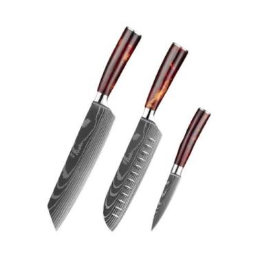 Imagem de Conjunto De Facas De Cozinha Em Aço Inoxidável Ultra Afiadas 7Cr17Mov 