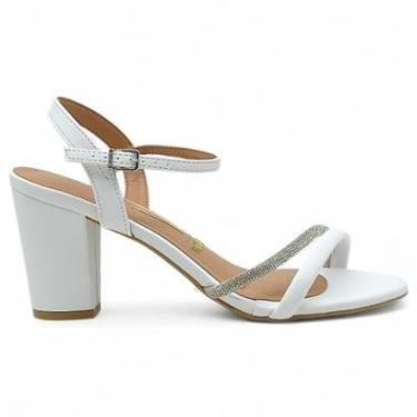 Imagem de Sandalia Vizzano Salto Bloco Grosso Casual Feminina Brilho-Feminino