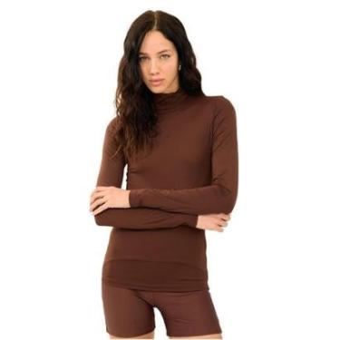 Imagem de Blusa Colcci Slim Manga Longa Marrom Roccia Feminina-Feminino