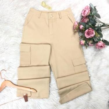 Imagem de DOUTORAS MODAS Calça Pantalona de Alfaiataria Cargo Elegância e Confor