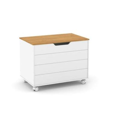 Imagem de Baú Toy Matic Móveis Branco Soft/Freijó 51471 Quarto Infantil Bebe