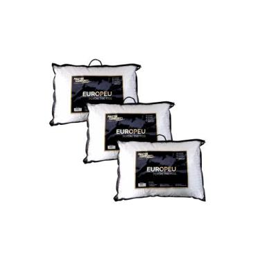 Imagem de Kit 3 Travesseiros Europeu 250 Fios Fibra Siliconada 50x70cm - Master 