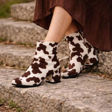 Imagem de Bota Feminina Cano Curto Salto Bloco 7cm Tendência Confortável Elegant