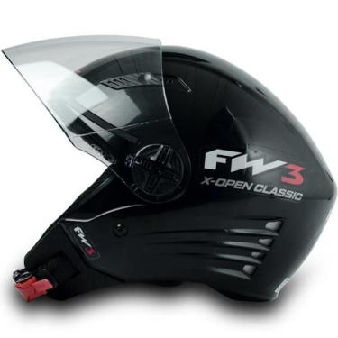 Imagem de Capacete Aberto FW3 X Open Classic Com viseria Cristal, Preto, 60