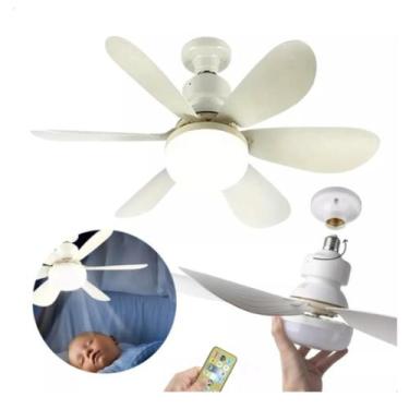 Imagem de Ventilador De Teto C/ Lâmpada Led + Controle Para Bocal E27 5 Pás - HN