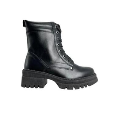 Imagem de Bota Mooncity Feminina Coturno Cano Médio Zíper Preto-Feminino