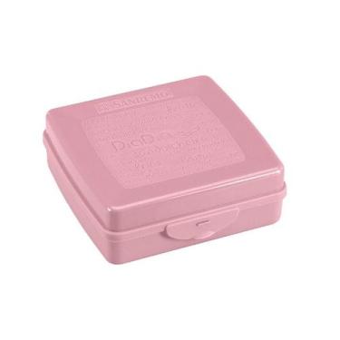 Imagem de Sanduicheira Organizadora  C/Trava 12x4Cm Plástico Rosa - Sanremo