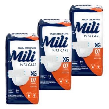 Imagem de Fralda  Geriátrica Mili Vita Care  Tamanho XG  - 3 pacotes c/ 7 fralda
