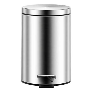 Imagem de Cesto Lixo 5l Inox Lixeira Cozinha Banheiro Com Pedal Escritório Redon