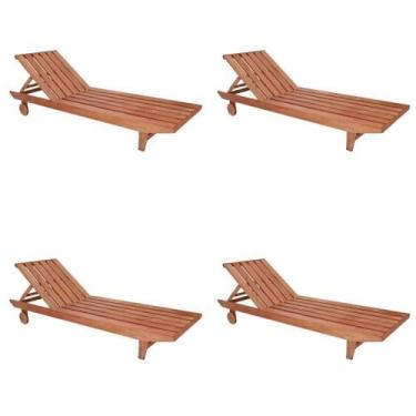 Imagem de Conjunto 4 Espreguiçadeiras para Jardim em Madeira Maciça Maldivas Mar