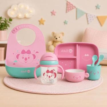 Imagem de Kit Refeição Copo Canudo Babador Silicone Lilica Ripilica - Pacific