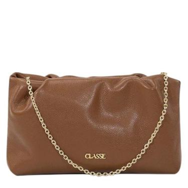 Imagem de Bolsa Feminina Festa Classe Couro Alça Corrente Crossbody, Nocciola