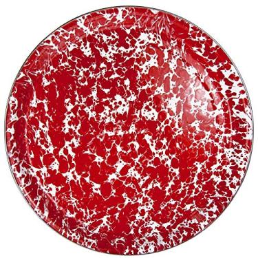 Imagem de Esmalte – Bandeja redonda de 39 cm, Red Swirl, 15.5"D, 1