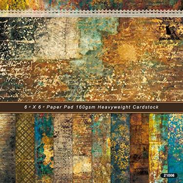Imagem de Bestgift Papel vintage para álbuns, 15,24 cm x 15,24 cm, pacote de papel quadrado com estampa de cartolina para dia-a-a-dia DIY - 24 folhas