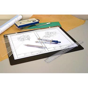Imagem de Kit Desenho Técnico Engenharia Arquitetura Prancheta A3 PRETA Par Esquadros 32 cm Cis 303 Regua 30