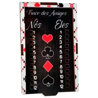 Imagem de Caixa Porta Baralho Em Madeira Com Marcador De Jogos