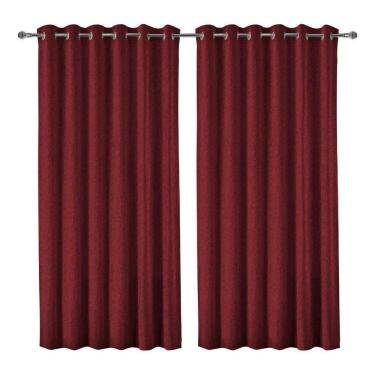 Imagem de Cortina Para Varão Jacquard 200 X 170 Cm Vermelha