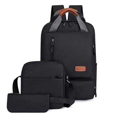 Imagem de Cicilin Conjunto de mochila masculina para viagem para laptop, bolsas de computador, mochila escolar de negócios, faculdade, Preto, One Size, Mochilas de Viagem