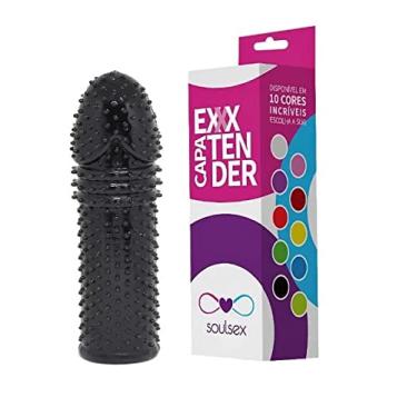 Imagem de Capa Peniana Extensora Pontos Estimulantes Flexível Silicone Aumenta Pênis (Preto)