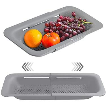 Imagem de Hlily Escorredor expansível de cozinha, Cesto coador sobre a pia, Cesto coador de pia para lavar legumes e frutas, escorrer macarrão cozido e pratos secos